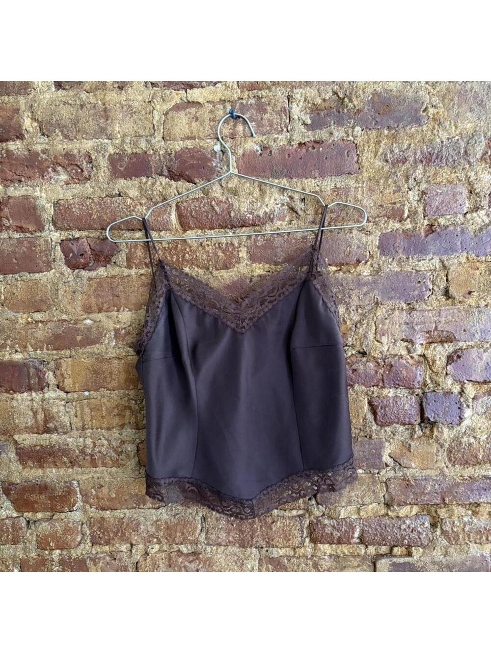 Vintage Eve Hellman Brown Lace Cami Top 🤎